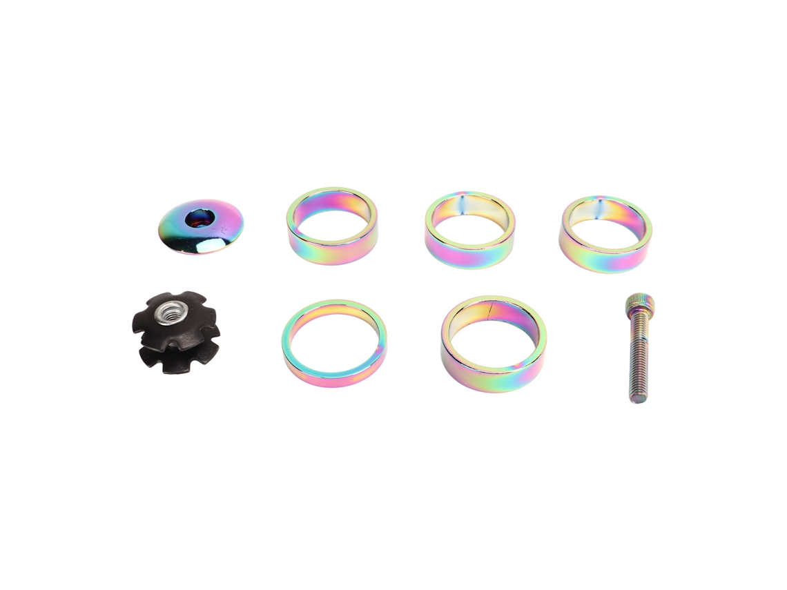 Conjunto de Spacers de Cabeçote de Bicicleta 28.6mm em alumínio com porca estrela | S/MARCA