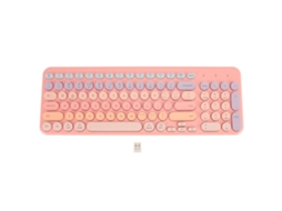 Teclado Sem Fio 96 Teclas com Capas Redondas Mudo Ergonomico Usb 2.4g Rosa para Computador