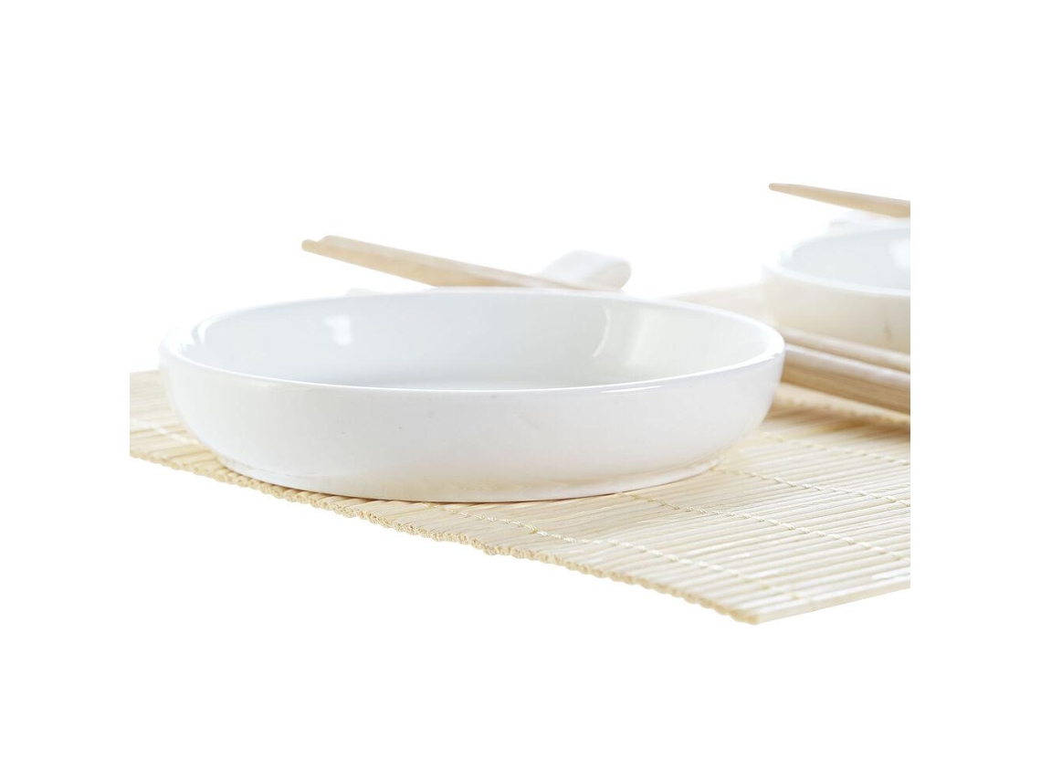Conjunto de Sushi Dkd Home Decor Bambu Grés 7 Pcs 28,8 X 19,8 X 3 Cm