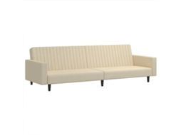 Sofá-cama De 2 Lugares Vidaxl Veludo Cor Creme