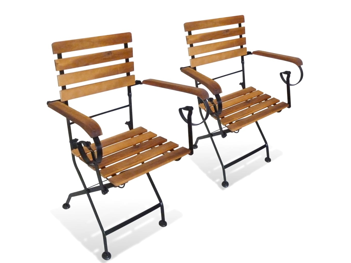 Cadeiras Dobráveis De Jardim 2 Pcs Aço E Madeira Acácia Maciça Dkd Home Decor