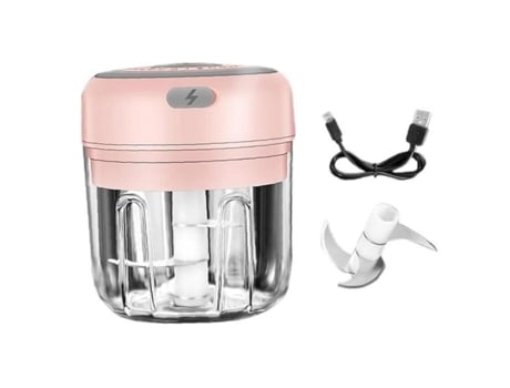 Esmagador de alho elétrico, moedor sem fio, mini picador portátil rosa 250ml LAANCOO
