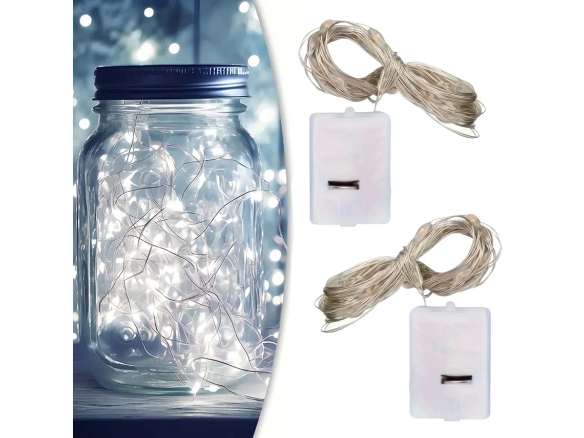 Cordão De Luzes Led, 2 Unidades, 1 M, Alimentação Por Bateria, Para Decoração De Casa, Festas, Jardim E Eventos