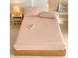 Lençol Elástico, 180*200cm, Tecido De Algodão Cru, Bolso Profundo De 30cm, Estilo Casa De Campo,para Meninas E Mulheres. Rosa Hexinyigjly