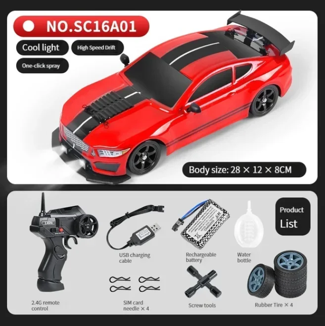 (sc16a01) Carro De Corrida De Drift Com Controle Remoto 1:16, Brinquedo Elétrico 2.4g