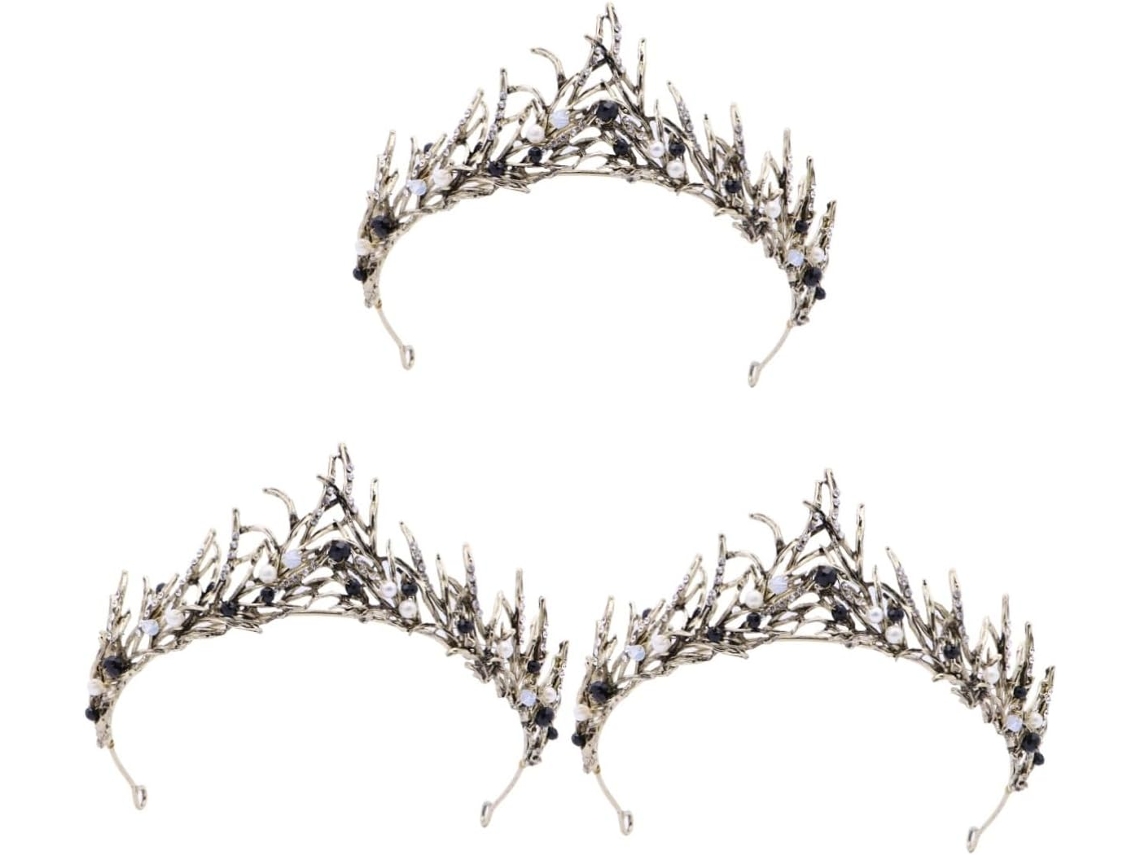 Conjunto De 3 Tiaras De Noiva Em Estilo Barroco Europeu, Elegantes Acessórios Para Casamentos, Estampadas.