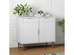 Vidaxl Aparador Molde 90x40x80 Cm Pinho Maciço Branco