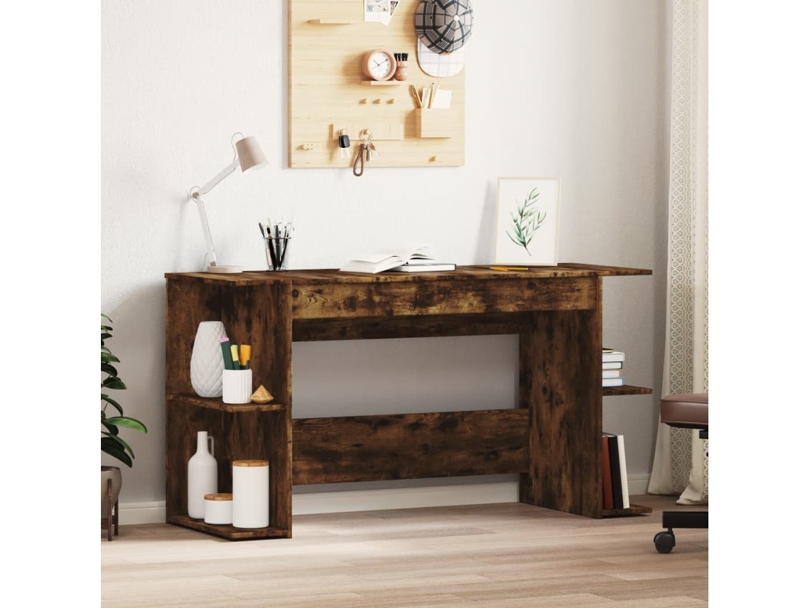 Vidaxl Secretária 140x50x75 Cm Derivados De Madeira Carvalho Fumado