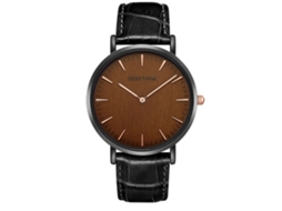 Relógio Masculino de Quartzo com Pulseira de Couro Pu 3atm Resistente À Água Padrão de Escala