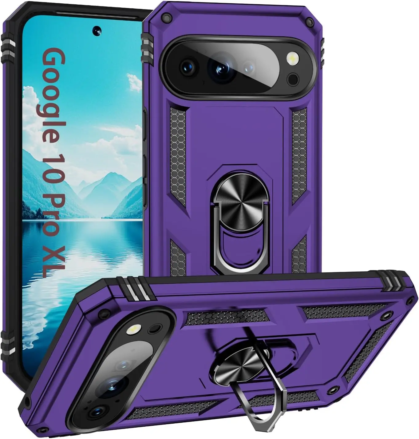 (roxo, Google Pixel 10 Pro Xl) Capa Magnética Para Celular Para Carro, Suporte De Anel À Prova De Choque, Capa Protetora Resistente.