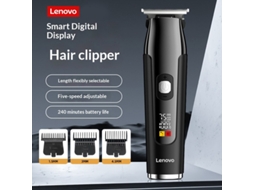 Preta Lenovo Máquina Cortar Cabelo Visor Led 7000rpm 5 Velocidades 240min Sem Fio Usb 3 Pentes Guia Corte Casa