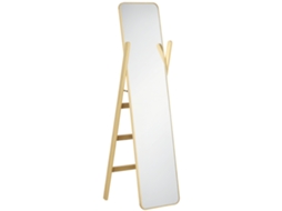 Espelho de Pé Vidro, Madeira de Pinho e Mdf Cor Cor de Madeira Natural 40x35x147 cm Homcom