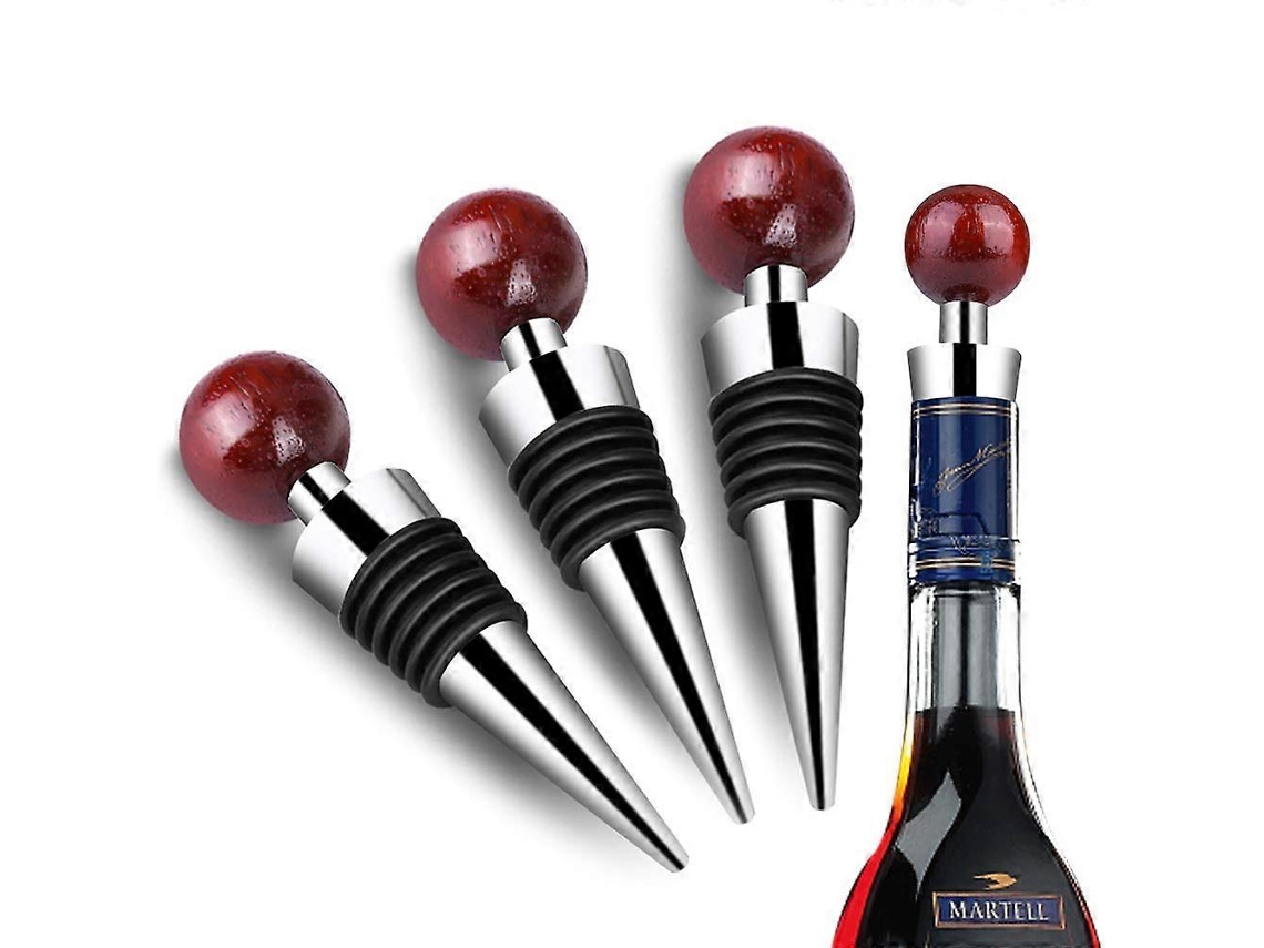 Conjunto 3 Rolhas Madeira Garrafas Vinho Champanhe Forma Cabeça