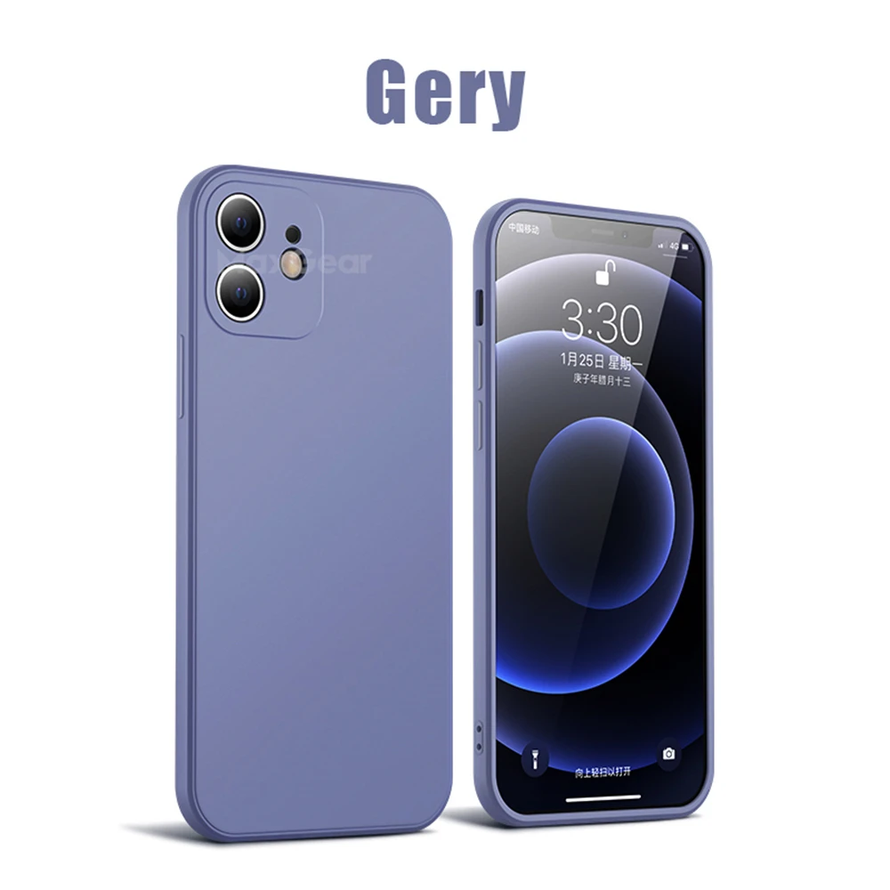Capa Quadrada De Silicone Líquido Para Iphone 12 Mini, Com Borda Protetora Macia E Ultrafina.