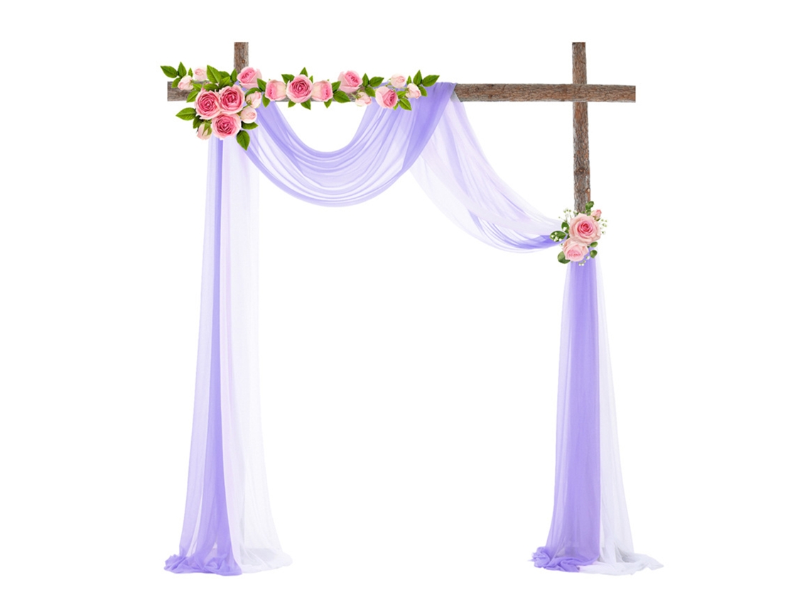 Decoração Casamento Arco Tricot Elástico Branco Roxo