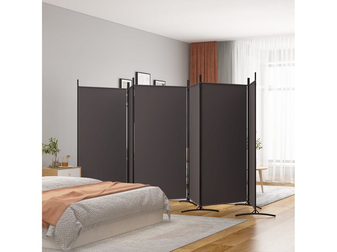Vidaxl Divisória/biombo Com 6 Painéis 520x180 Cm Tecido Castanho