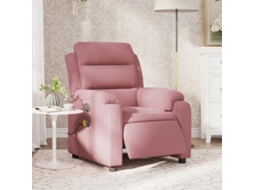 Vidaxl Poltrona De Massagens Reclinável Elétrica Veludo Rosa