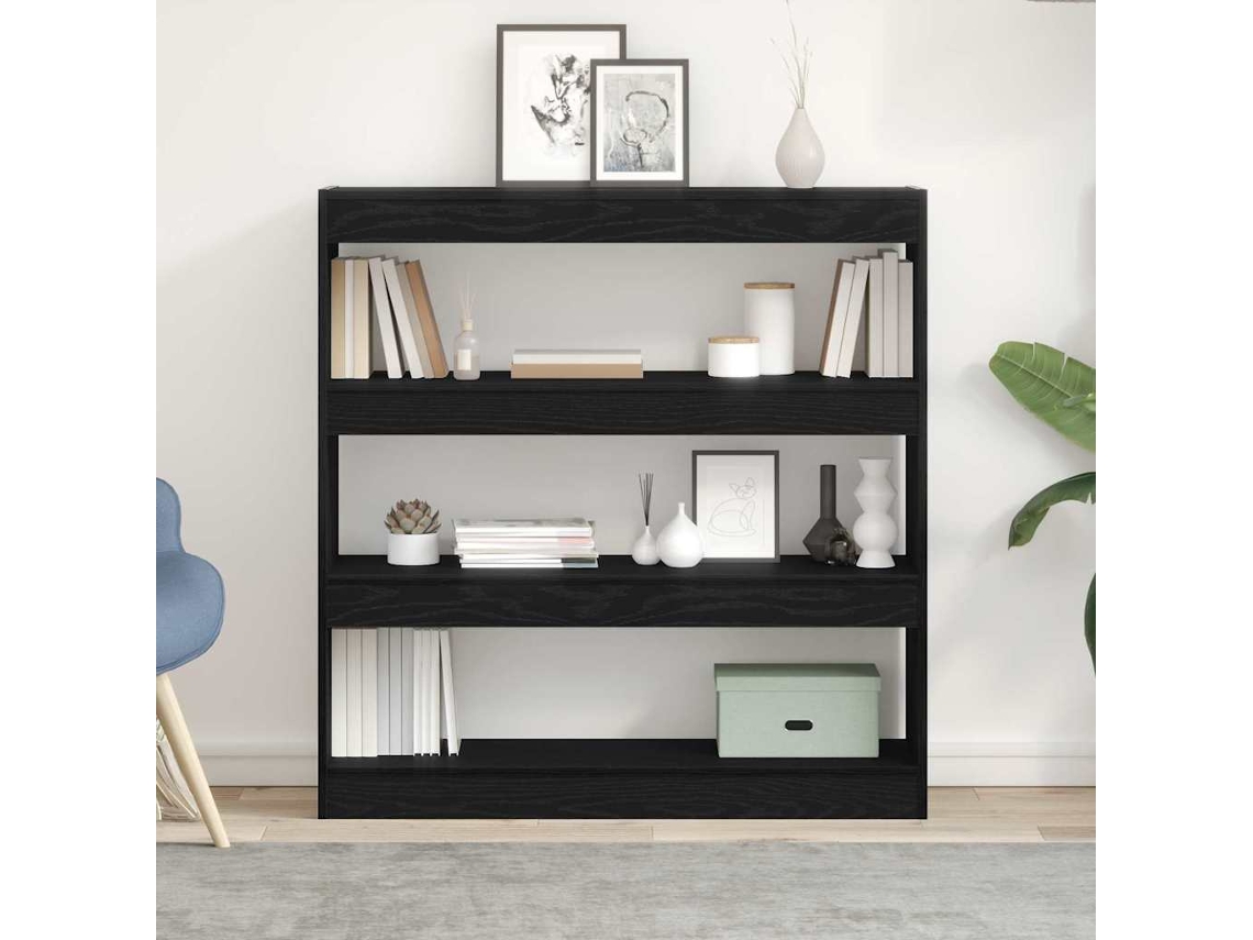 Vidaxl Gabinete De Livros 3 Níveis 100 X 30 X 103 Cm Carvalho Preto