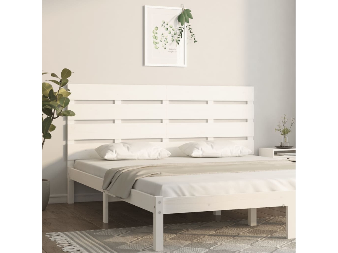 Vidaxl Cabeceira De Cama 140x3x80 Cm Pinho Maciço Branco