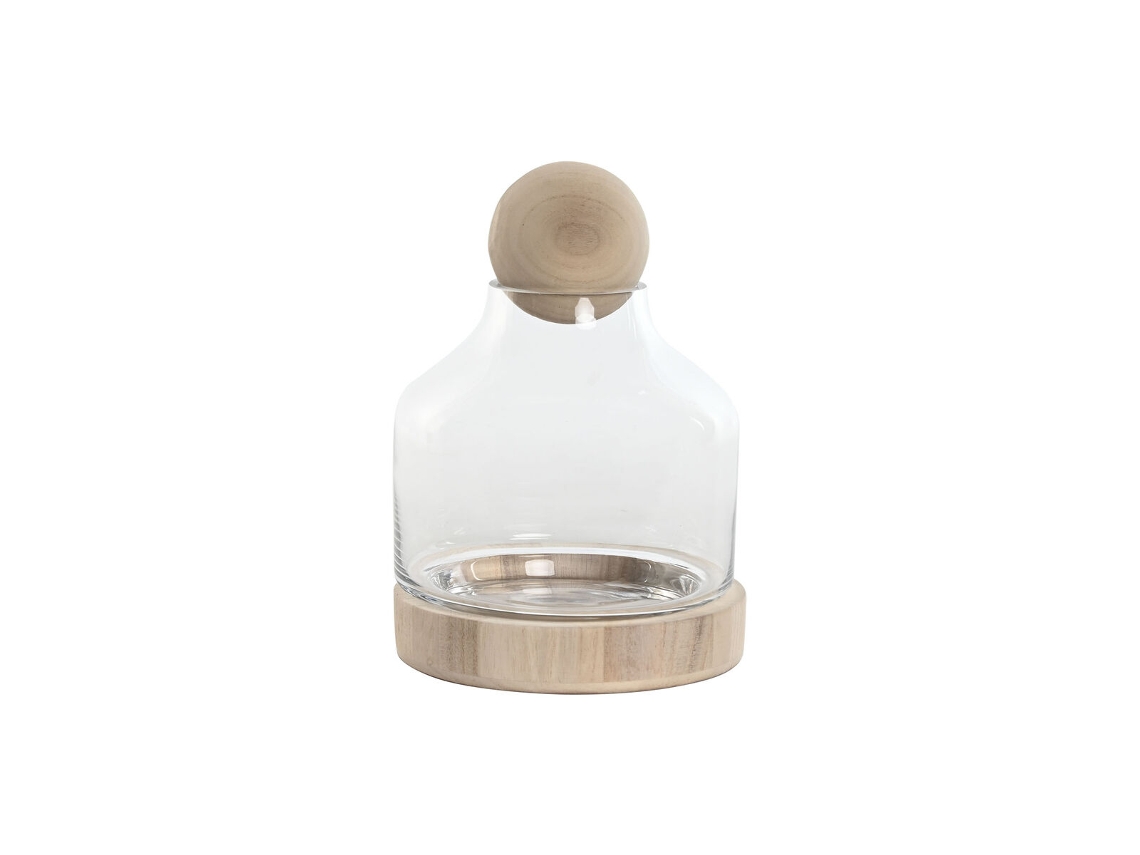 Vaso de vidro transparente de madeira natural Home Esprit 18 x 18 x 24 cm