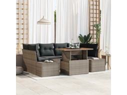 Vidaxl Conjunto De Sofá De Jardim 7 Unid. Cinzento Vime Pe