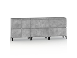 Conjunto de 3 Aparadores De Madeira Cinza Cimento 60x35x70 cm MAISON EXCLUSIVE