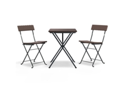3 Pcs Conjunto de Bistrô Dobrável Vime Pe Castanho MAISON EXCLUSIVE
