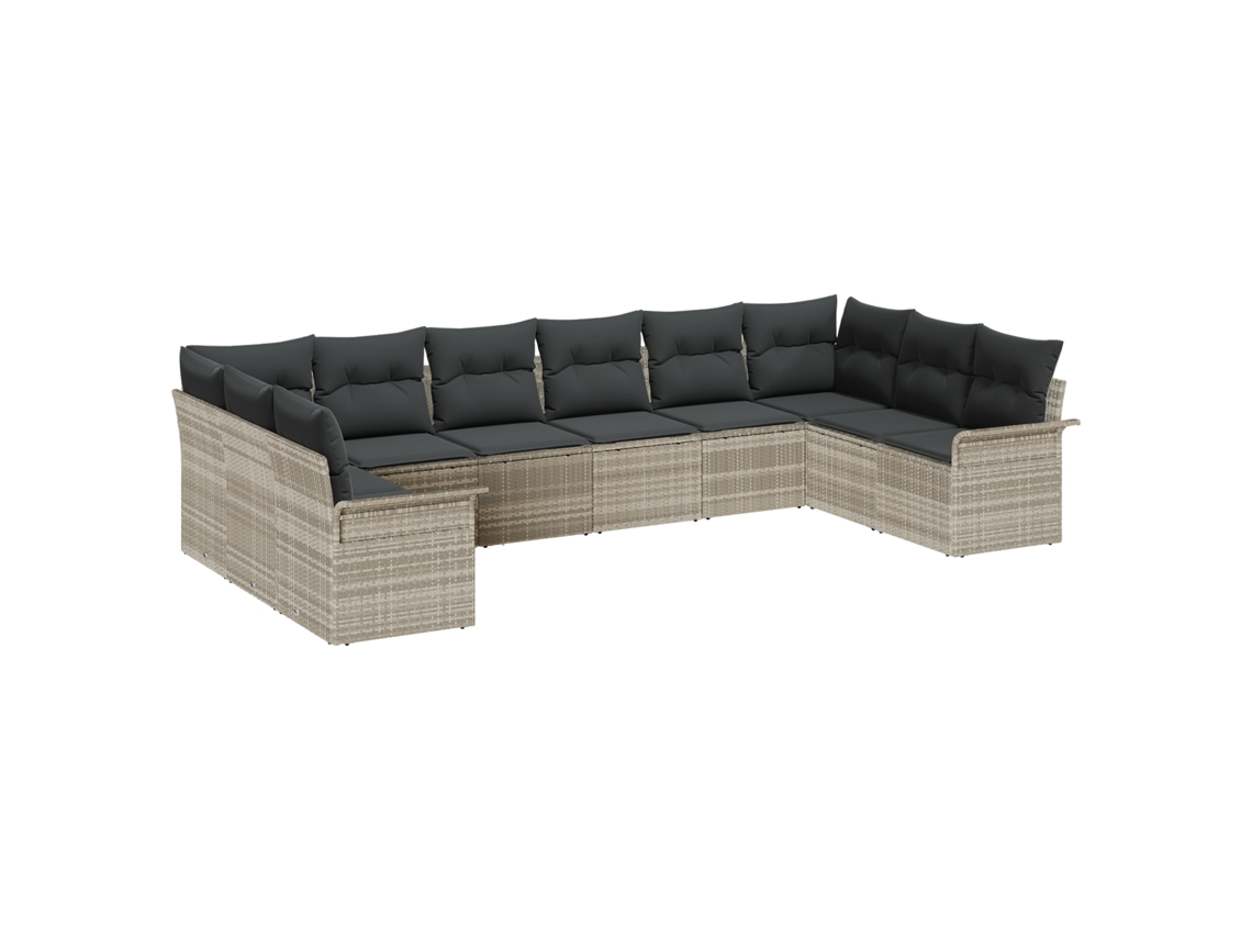 Conjunto 10 Conjunto De Sofá Modular Vidaxl Cinzento-claro Vime Pe (344 X 187,5 X 85 Cm)