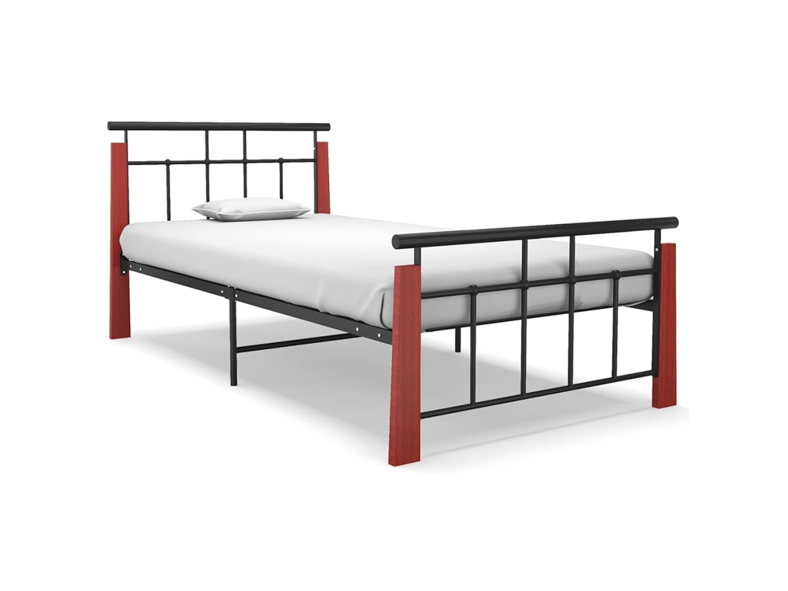 Bed Frame, Bed Frames Vidaxl Preto Metal (90 X 200 Cm)