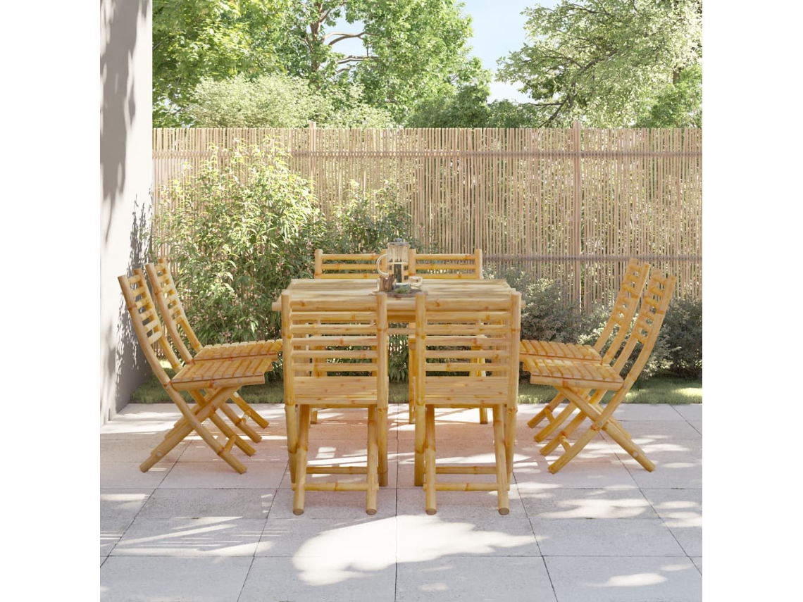 Vidaxl Conjunto De 8 Cadeiras Dobráveis De Bambu, 43x54x88 Cm.