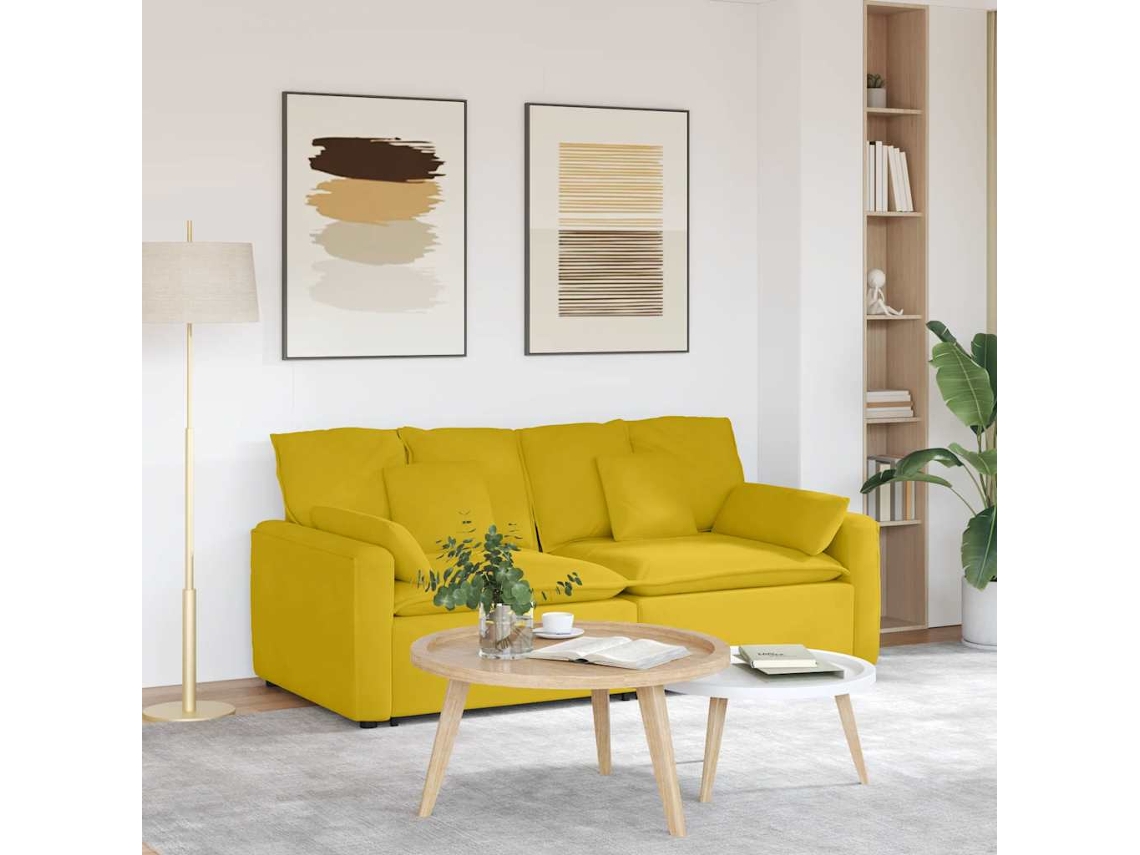 Vidaxl Sofá Modular Com Almofadas Amarelo