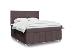 Vidaxl Cama Com Molas/colchão 180x200 Cm Tecido Castanho-escuro