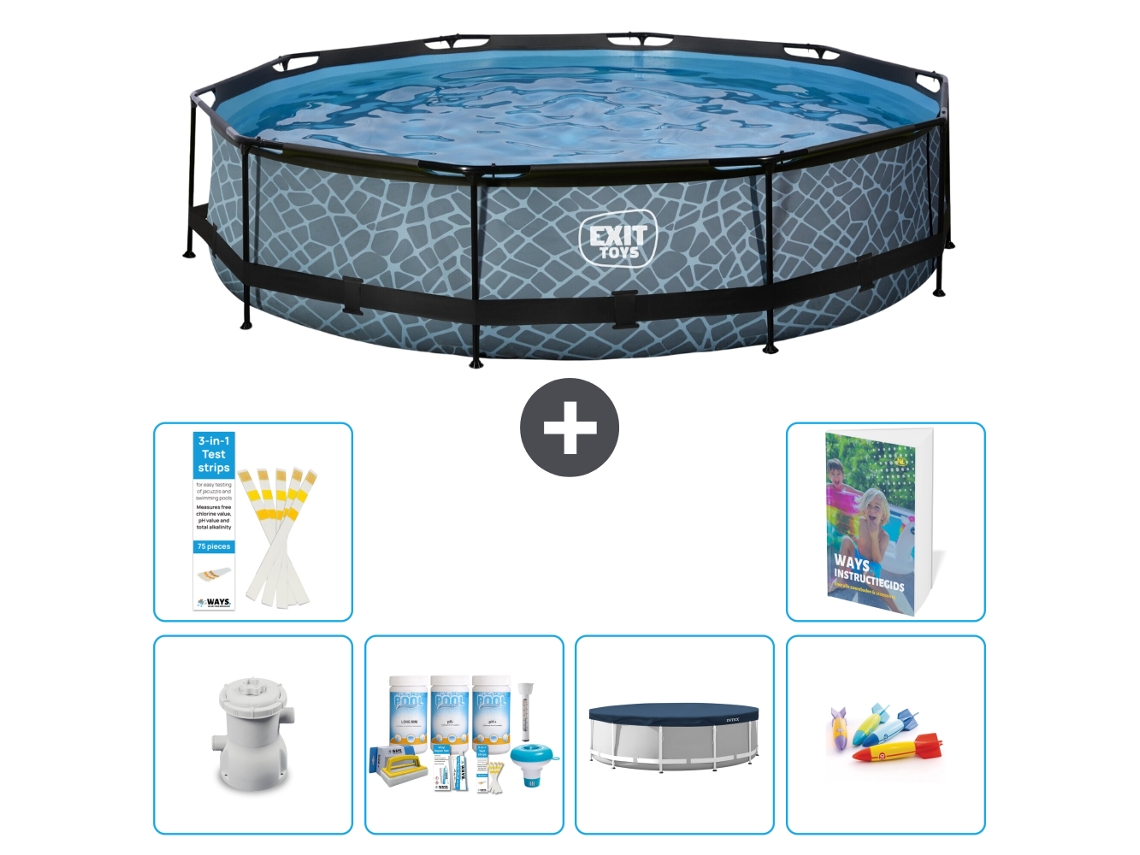 Exit-toys Piscina Exit Redonda - Efeito Pedra - 360x76 Cm - 7-peças S200