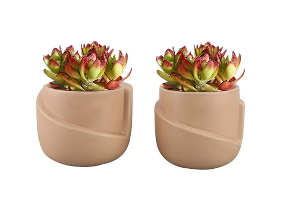 Juego De 2 Macetas De Cerámica De Forma Irregular Para Plantas Pequeñas Cactus Suculentas