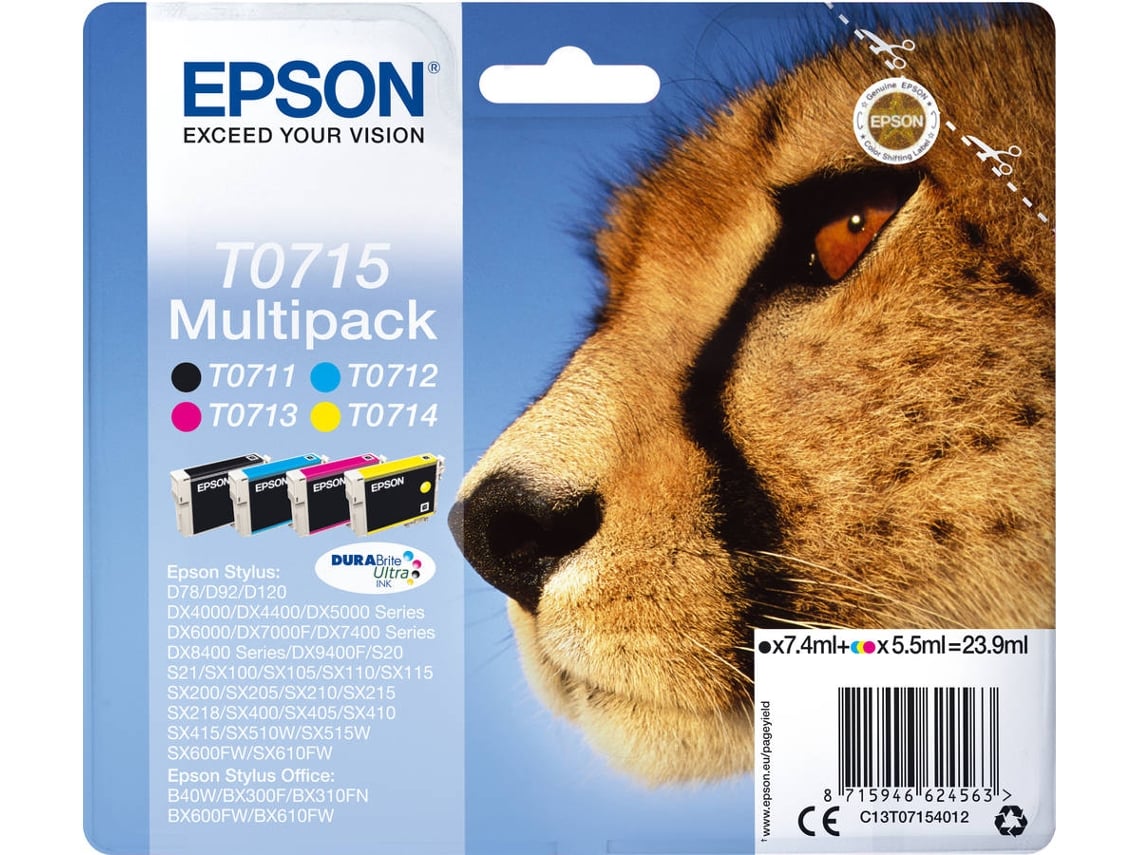 Epson Tinta compatible con EPSON STYLUS DX8400 DX7400 DX4400 SX218 SX105 T0711 