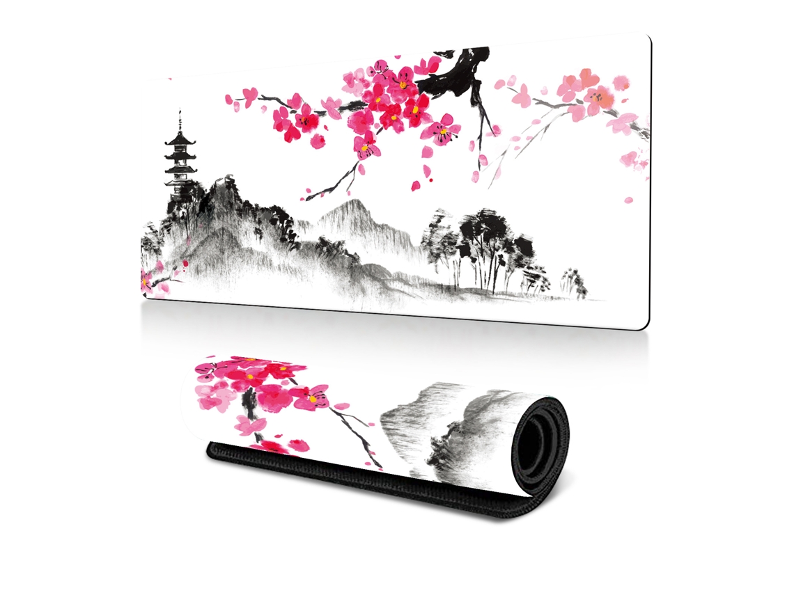 Mousepad Gamer Xxl Branco Flores Antideslizante 30×80×0,3 Cm Dureforward