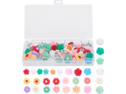 Tachinhas decorativas em formato de flor Betooky, 50 peças, resina e metal.