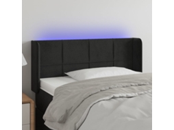 Vidaxl Cabeceira De Cama C/ Luzes Led Veludo 93x16x78/88 Cm Preto