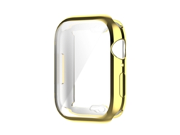 Capa Protetora Completa HALINUI TPU Transparente Antichoque com Película para Apple Watch Series 8/7 45mm Ouro