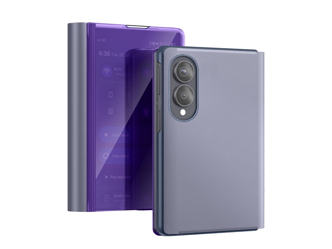 Capa Tipo Livro Espelho Para Galaxy Z Fold8 Efeito Couro Com Suporte