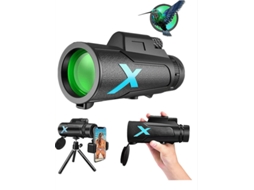 Telescópio Monocular 12x50 Hd Ip68 Suporte Smartphone Tripé Observação Pássaros Acampamento Caça Viagem Preto Bestvite