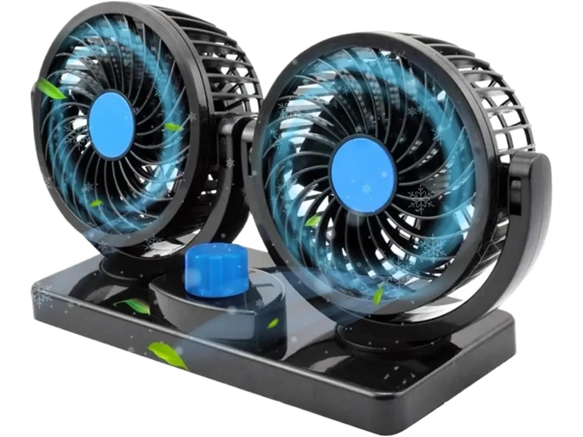 Ventilador De Painel Carro Com Duas Cabeças, Ventilador Usb Duplo, Lâminas De Metal 360 Graus, Resfriamento De Alta