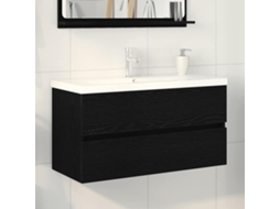 Vidaxl Armário Para Pia De Banheiro Carvalho Preto 90 X 39 X 62 Cm