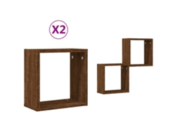 Wall Cube Shelf, Wall Cube Shelves Vidaxl Marrom Madeira Processada (30 X 15 X 30 Cm)