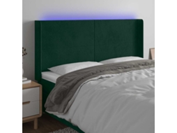 Vidaxl Cabeceira De Cama C/ Led Veludo 183x16x118/128 Cm Verde-escuro
