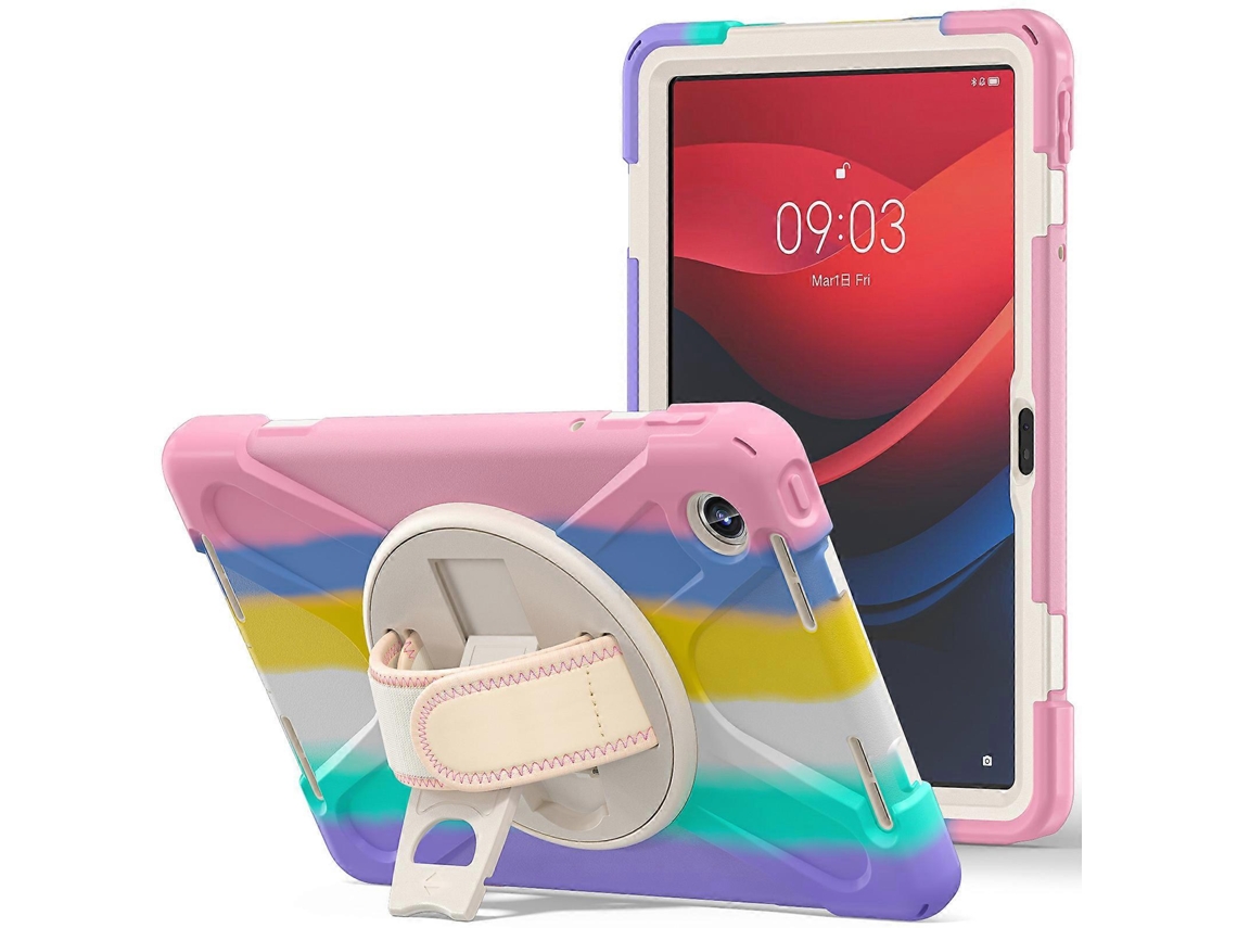 Capa de silicone com suporte giratório para Lenovo Tab M11 TB 330FU 331FC Xiaoxin Pad 11 2024, rosa Hengrongshen