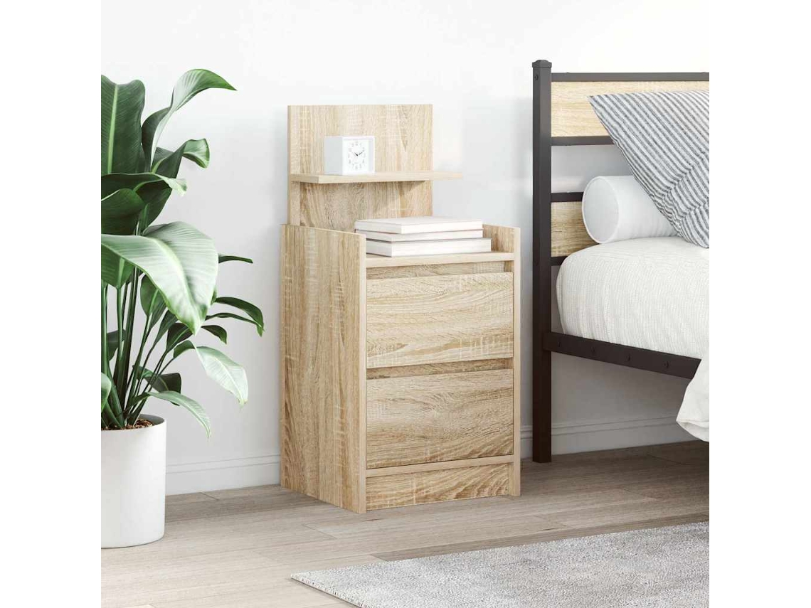 Vidaxl Mesa De Cabeceira Com 2 Gavetas 38x34x80 Cm Carvalho Sonoma