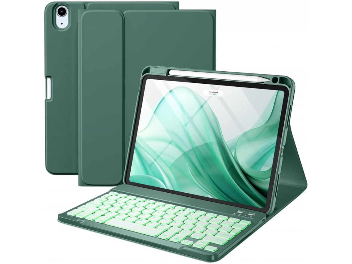 Capa Com Teclado Bluetooth Retroiluminado Para Ipad Pro De 11 Polegadas (2020/2021/2022) Caneta Stylus Não Incluída (português-verde-escuro)