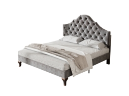 Cama De Casal Estofada 140x200 Cinza Cabeceira Regulável Estrut. Lamelada Veludo Fácil Montagem Ziwei Store