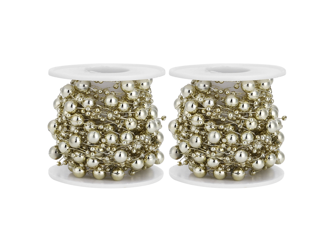 Guirlanda de Pérolas Estrela de 5 Pontas ABS de 10m para Decoração de Casamento, Natal, DIY, Ouro, 2pcs | S/MARCA